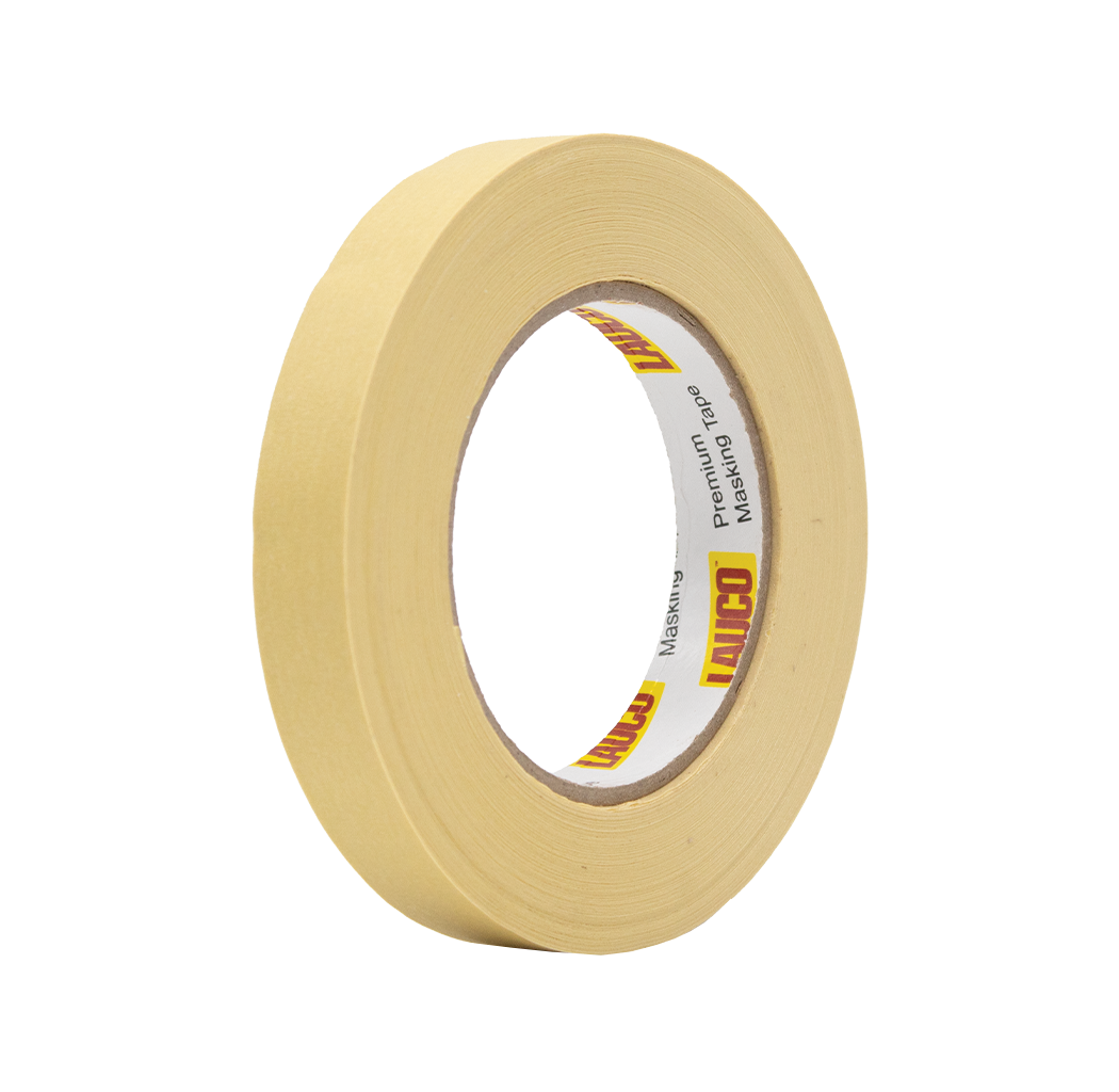 LAUCO 928 Automotive Refinish Masking Tape Beige Case of 36 Rolls, Size 24 x 55M - Strong Performance Tape