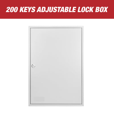 Key Box Wall Mount 200 Position Metal Valet Key Cabinet Lock Box w/ Tags
