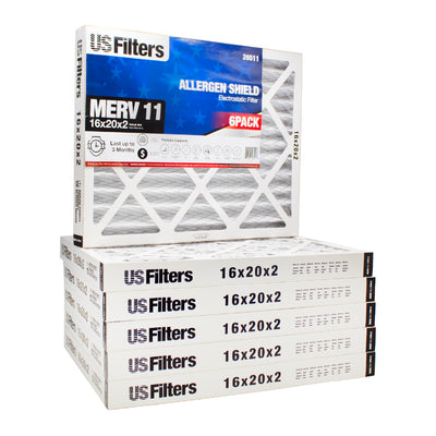 USFilters Air Filter 16 x 20 x 2 MERV 11 (6 PACK) - For Residential and Commercial HVAC Systems, Micro Allergen Defense Filters (Actual Size: 15.8 x 19.8 x 1.8 Inches)