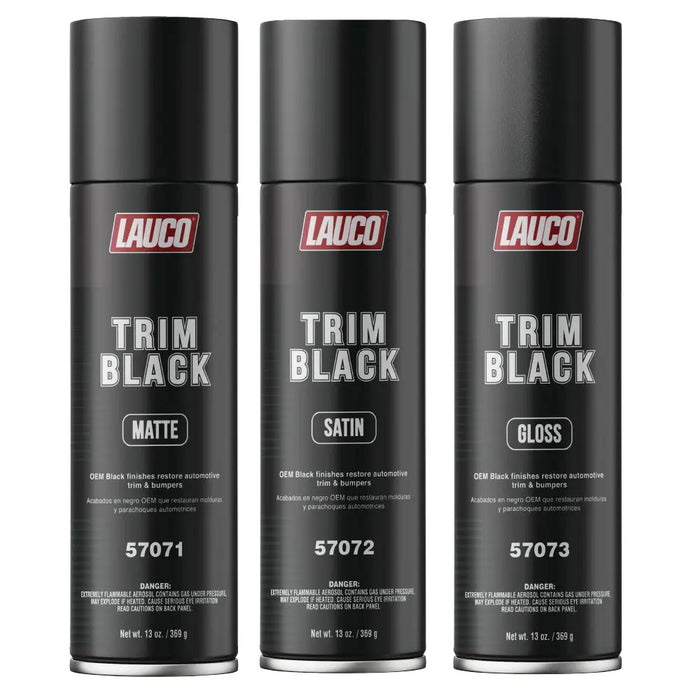 3 Pack Trim Black 13 oz. Automotive Aerosol Spray Paint Can - 3 Aerosol Spray Cans: Trim Satin Black, Trim Matte Black, Trim Gloss Black - Designed for Plastic, Aluminum, Steel and Stainless Steel - National Supply Company