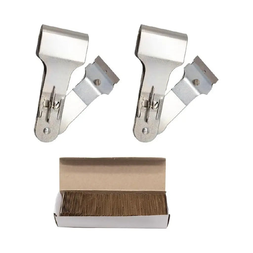 3-Way Position Adjustable Scraper Tool 8”, Sticker Adhesive Remover (Included 1 box of 100pcs Blades Refill) - National Supply Company