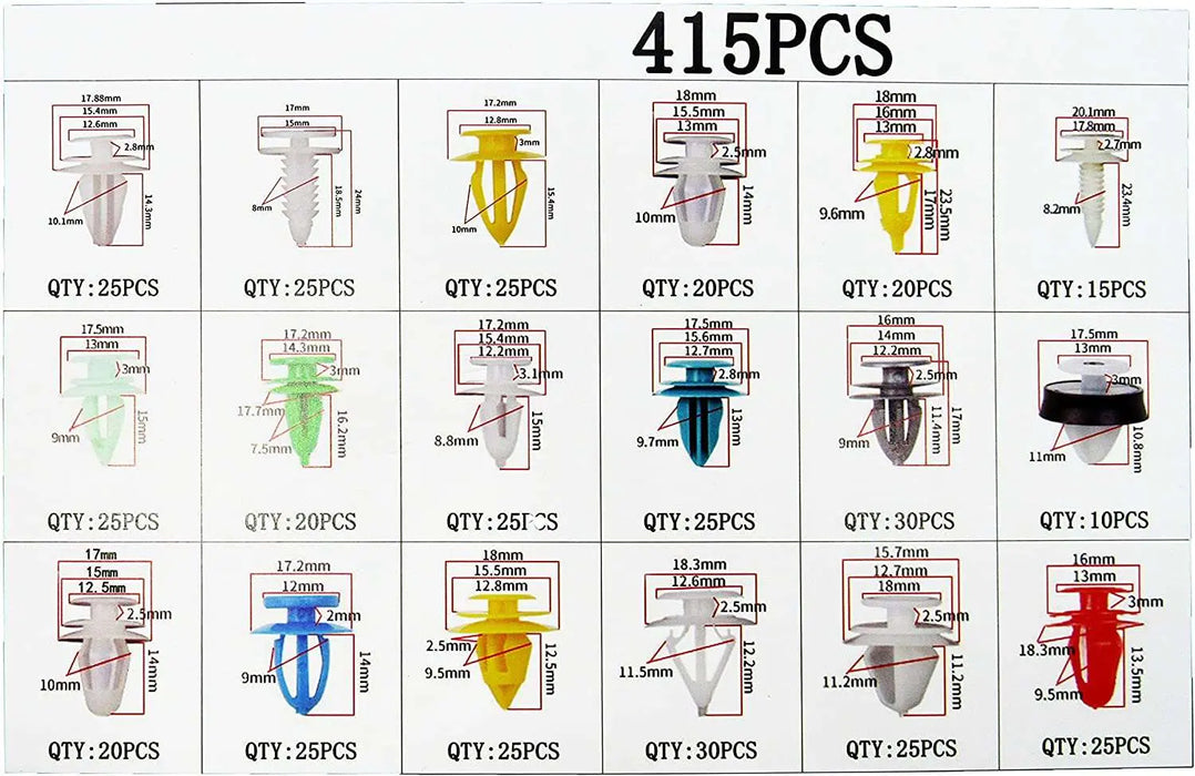 415 PCS Popular Car Clips Set C - Car Body Clips Expansion Screws Replace - National Supply Company