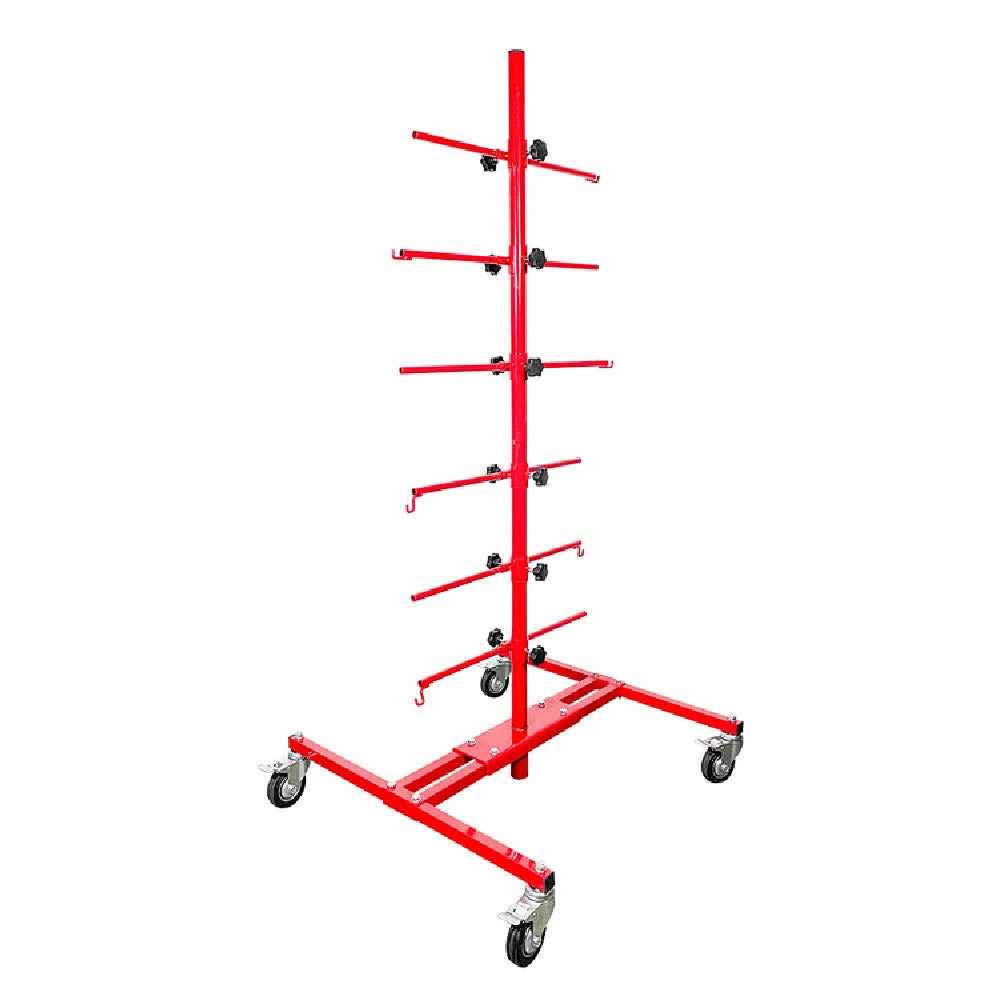 Panel Tree Paint Stand, Adjustable Automotive 6 Hooks, Auto Body Stand for Hoods Doors, 4 Caster Wheels, Paint Rack Stand