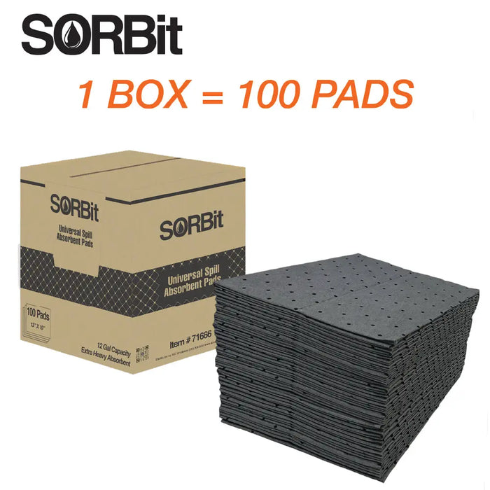 Automotive Universal Absorbent Grey Pads 10inch x 13 inch - Pack of 100 - National Supply Company