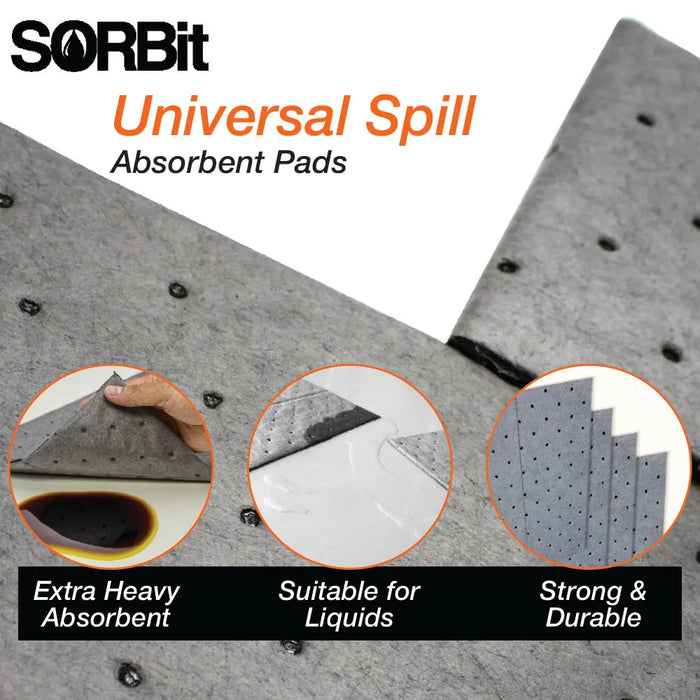 Automotive Universal Absorbent Grey Pads 10inch x 13 inch - Pack of 100 - National Supply Company