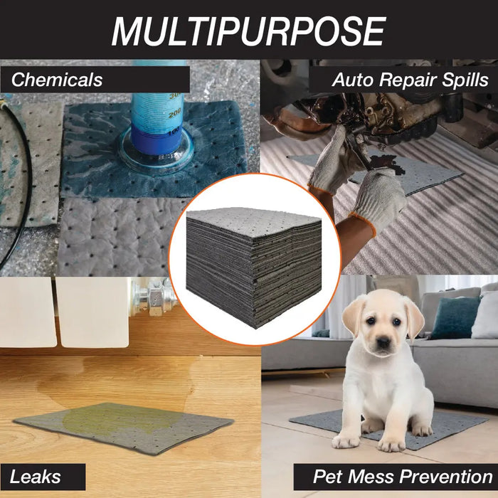 Automotive Universal Absorbent Grey Pads 10inch x 13 inch - Pack of 100 - National Supply Company