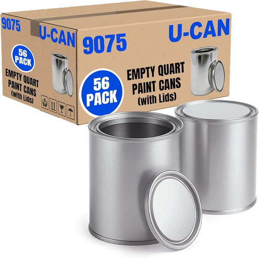 Empty Metal Quart Paint Cans with Lids - Box of 56 - 9075 National Supply Company