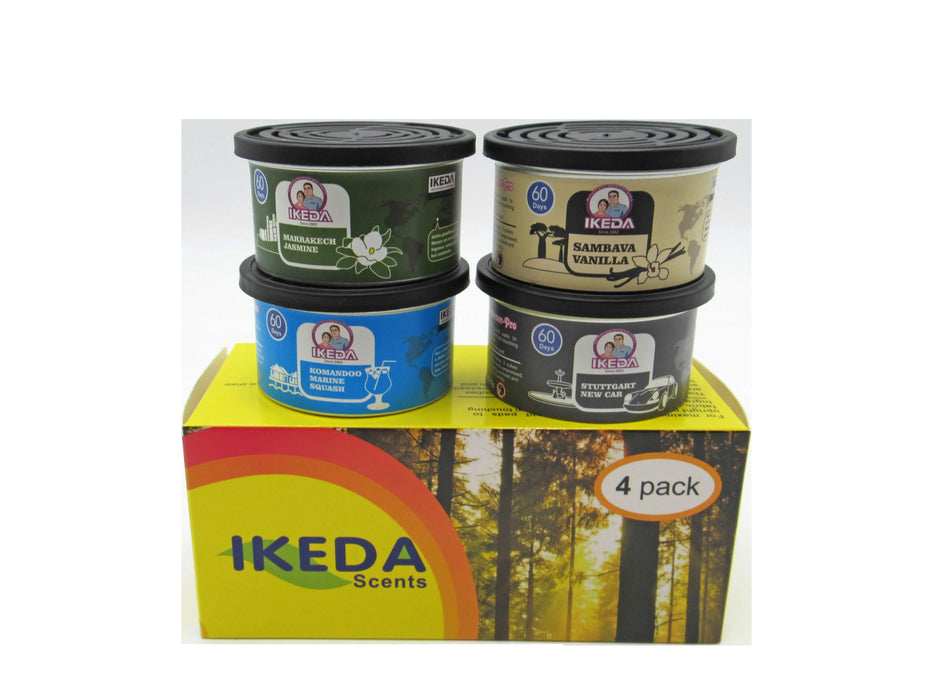 IKEDA Car Air Fresheners: 4 Different of Scents: New car smell, Marine squash, Vanilla and Jasmine - National Supply Company