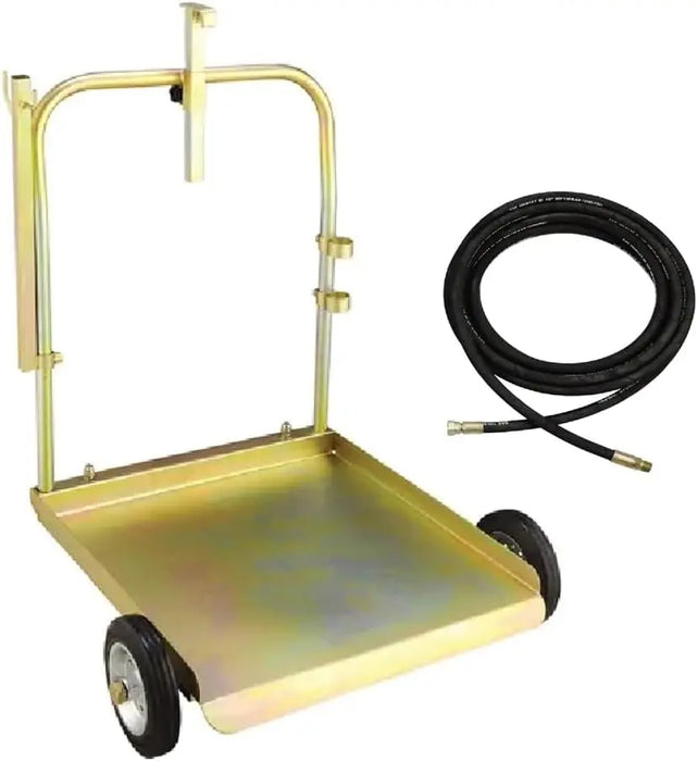 LAUCO Mobile Platform for 55 Gallon Drum – Trolley Base with 1/2” 2000 PSI Hose – Fits 3:1 Oil Pump Systems – Heavy-Duty Steel Cart with Wheels – Pump Not Included LAUCO