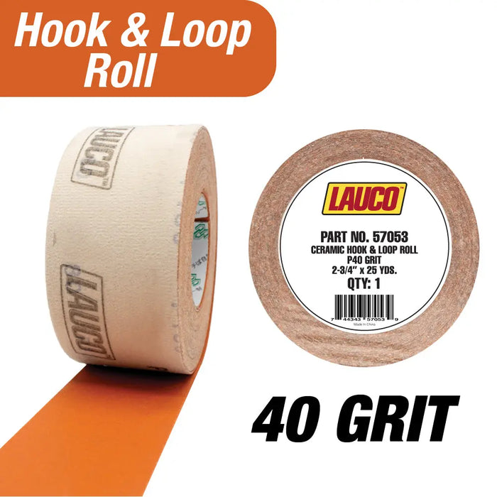 LAUCO Premium Ceramic Grain Sanding Paper, Hook & Loop Sandpaper roll 2.75” x 25 Yard National Supply Company