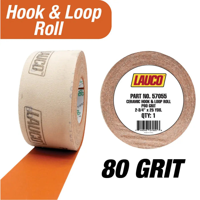 LAUCO Premium Ceramic Grain Sanding Paper, Hook & Loop Sandpaper roll 2.75” x 25 Yard National Supply Company
