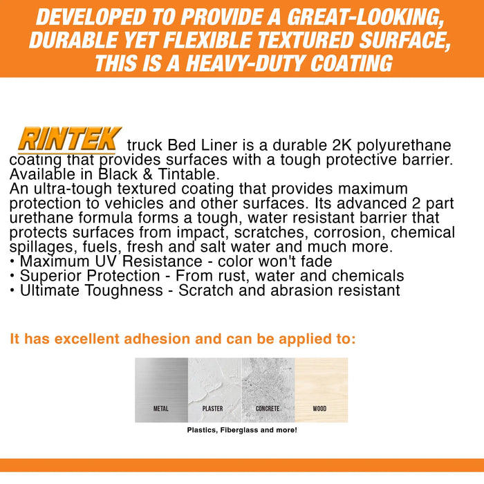 Rintek Black 1 Gallon Urethane Spray-On Truck Bed Liner Kit - 4 Bed Liners, 4 Hardeners and 1 Applicator Spray Gun - Easy 3 to 1 Mix Ratio, Just Mix, Shake and Shoot It - (95096) National Supply Company