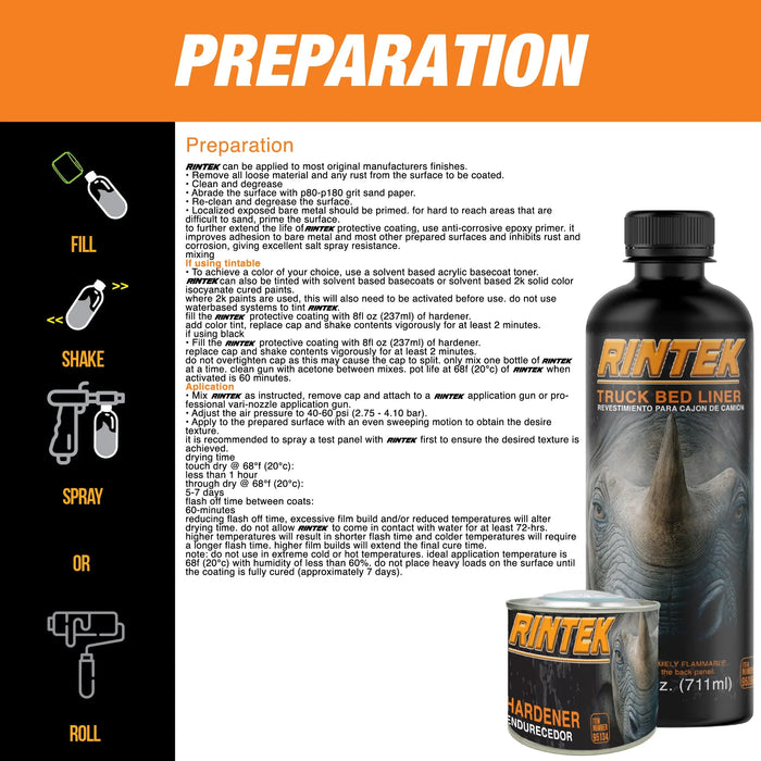 Rintek Black 1 Gallon Urethane Spray-On Truck Bed Liner Kit - 4 Bed Liners, 4 Hardeners and 1 Applicator Spray Gun - Easy 3 to 1 Mix Ratio, Just Mix, Shake and Shoot It - (95096) National Supply Company