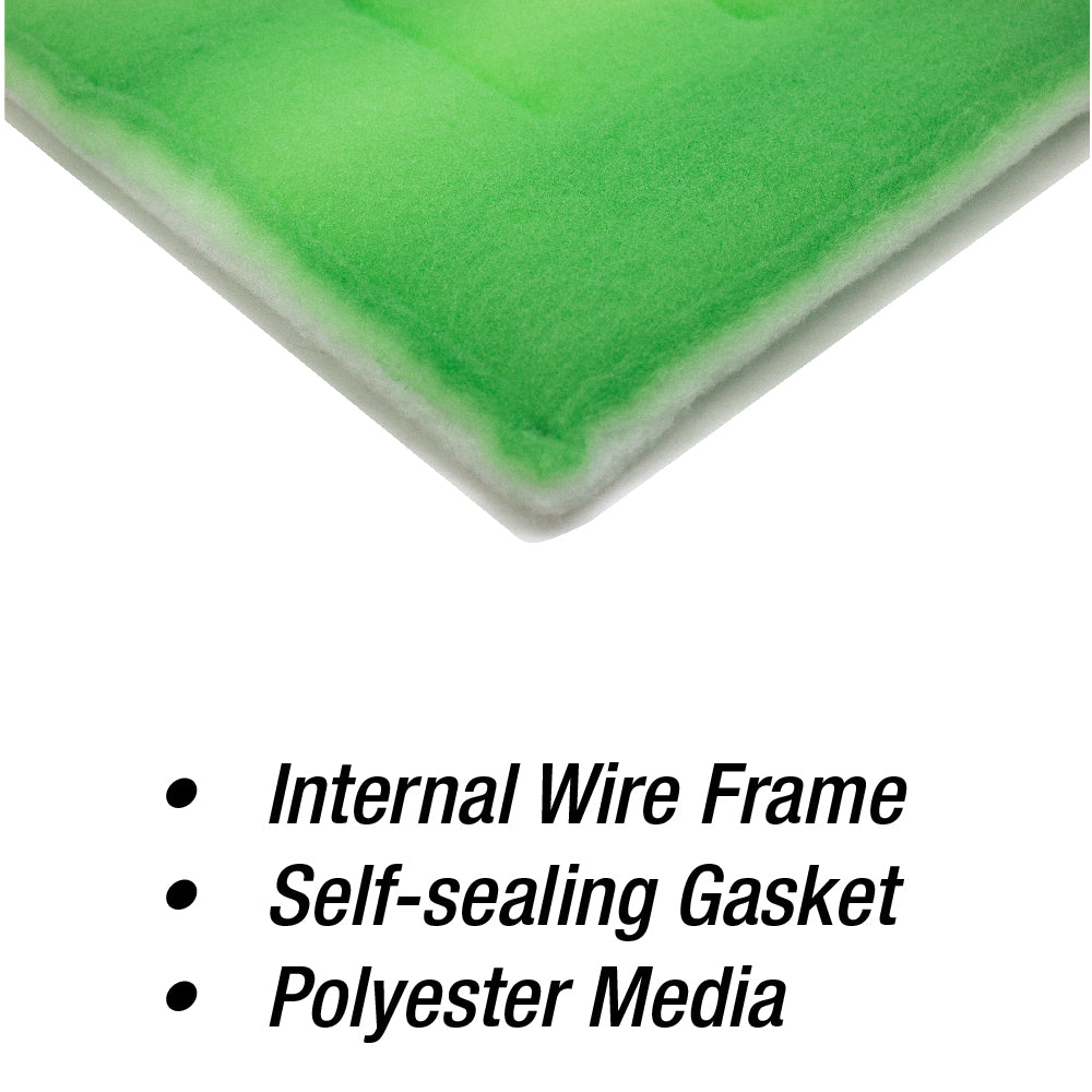 Paint Spray booth Tacky Green Single Frame Intake Filter Panel (Internal Wire), 20" x 20" (20 Pack)