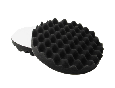 LAUCO 8"/203.2mm Black Waffle Final Finishing Grip Foam Polish Pad - Hook & Loop (Pack of 2)