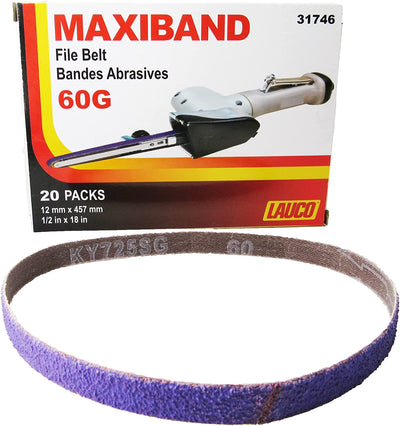 MAXIBAND File Belt Bandes Abrasives - Purple Sanding Belt 1/2 in x 18 INCH - Pack of 20 (Grit: 60G)