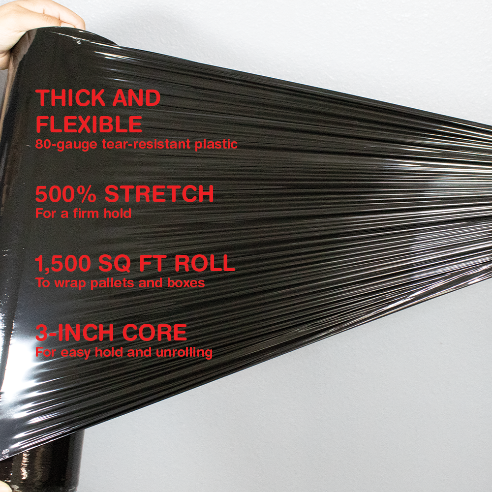 18" Stretch Film/Wrap 1500ft 80 Gauge-23 micron, Stretch wrap Industrial, Heavy Duty Shrink Film Stretch Wrap