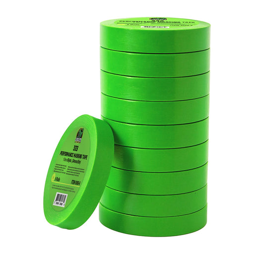 LAUCO DINOGREN 333 Performance Masking Tape – 1 Inch x 60 Yards (9 Rolls) – Green Automotive Masking Tape – Heat, UV & Water Resistant – Clean Removal [6068-9] LAUCO