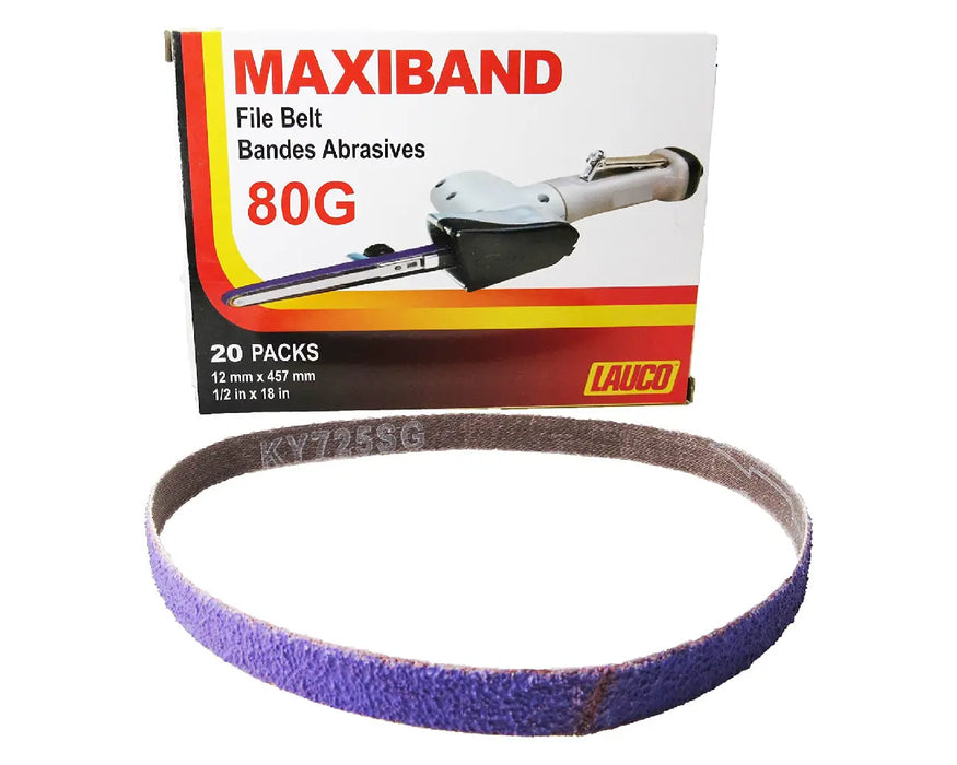 MAXIBAND File Belt Bandes Abrasives - Purple Sanding Belt 1/2 in x 18 INCH - Pack of 20 (Grit: 80G) - National Supply Company