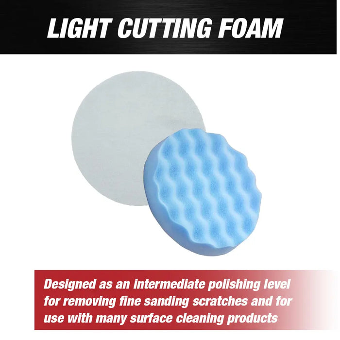 LAUCO 8-Inch/ 203.2mm Blue Waffle Light Cut Grip Foam Polishing Buff Pad Hook & Loop - National Supply Company