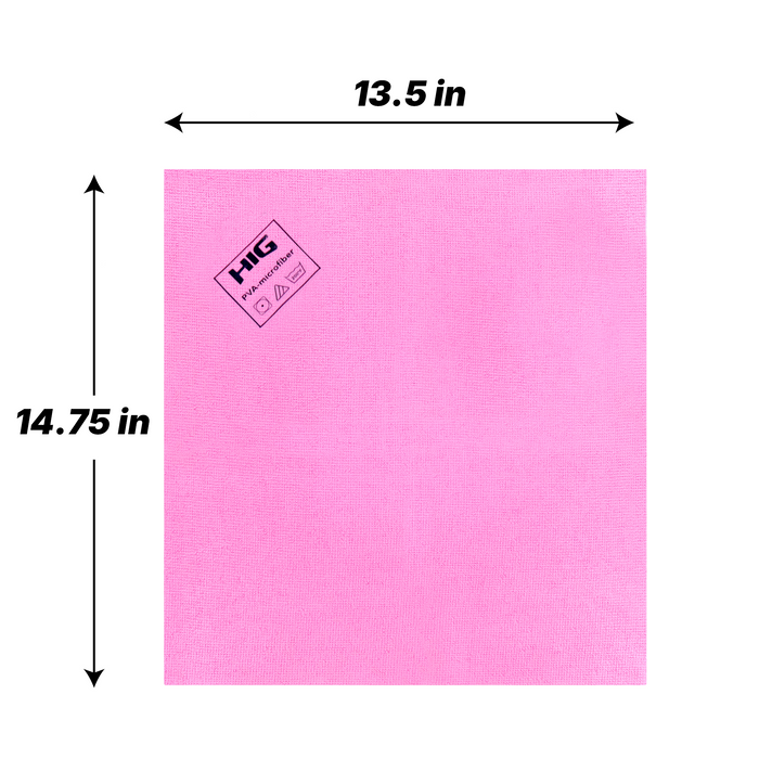 HIG PVA Microfiber Cleaning Towels, Professional Grade Synthetic Chamois Cloths for Streak Free Shine, Ultra Absorbent, Smooth & Reusable All-Purpose Cleaning Rags for Home, Car & Kitchen (5, Pink)
