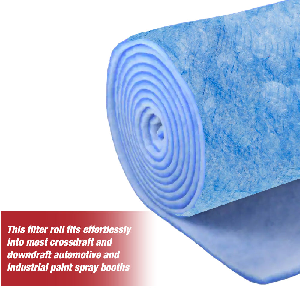 Premium Paint Spray Booth Exhaust Filter Roll - 40.5" x 300' - 18 Gram Heavy-Duty Blue Fiberglass Paint Arrestor - Captures Traps Overspray Paint Particles in Autobody Booths