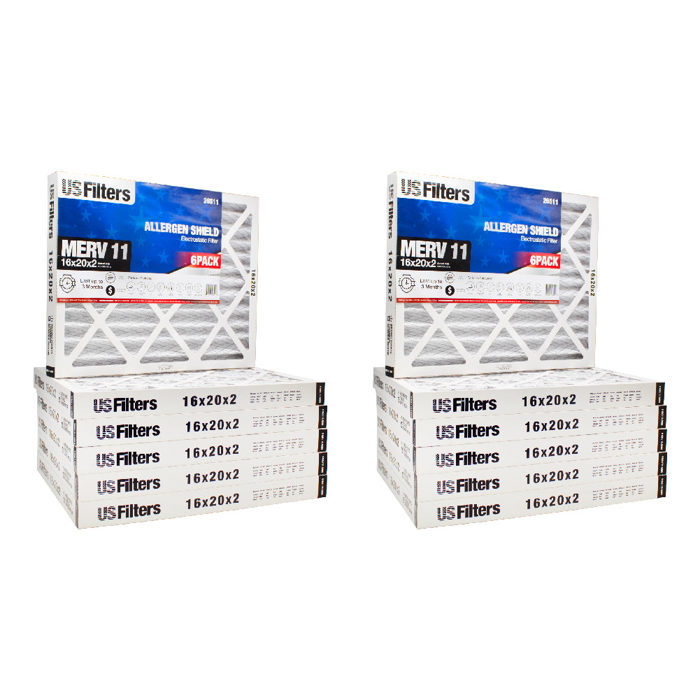 USFilters Air Filter 16 x 20 x 2 MERV 11 (6 PACK) - For Residential and Commercial HVAC Systems, Micro Allergen Defense Filters (Actual Size: 15.8 x 19.8 x 1.8 Inches)