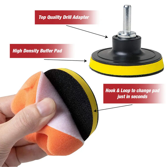 31 Pcs 3 inch Buffing Polishing Pads for Drill Adapter Car Auto Polisher - Professional wool and foam pad buffing, polishing and finishing system. - National Supply Company