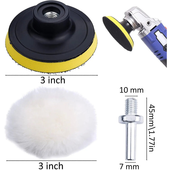 31 Pcs 3 inch Buffing Polishing Pads for Drill Adapter Car Auto Polisher - Professional wool and foam pad buffing, polishing and finishing system. - National Supply Company