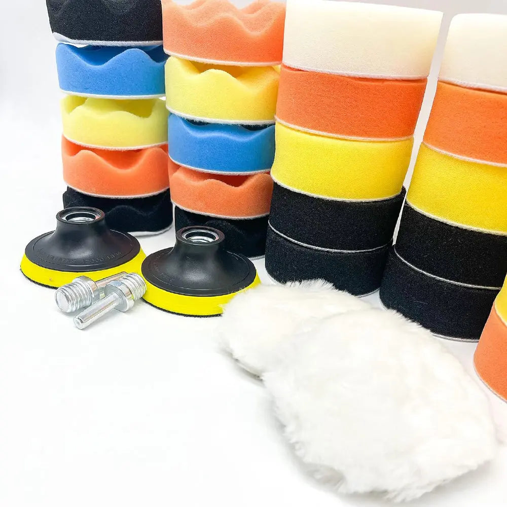 31 Pcs 3 inch Buffing Polishing Pads for Drill Adapter Car Auto Polisher - Professional wool and foam pad buffing, polishing and finishing system. - National Supply Company