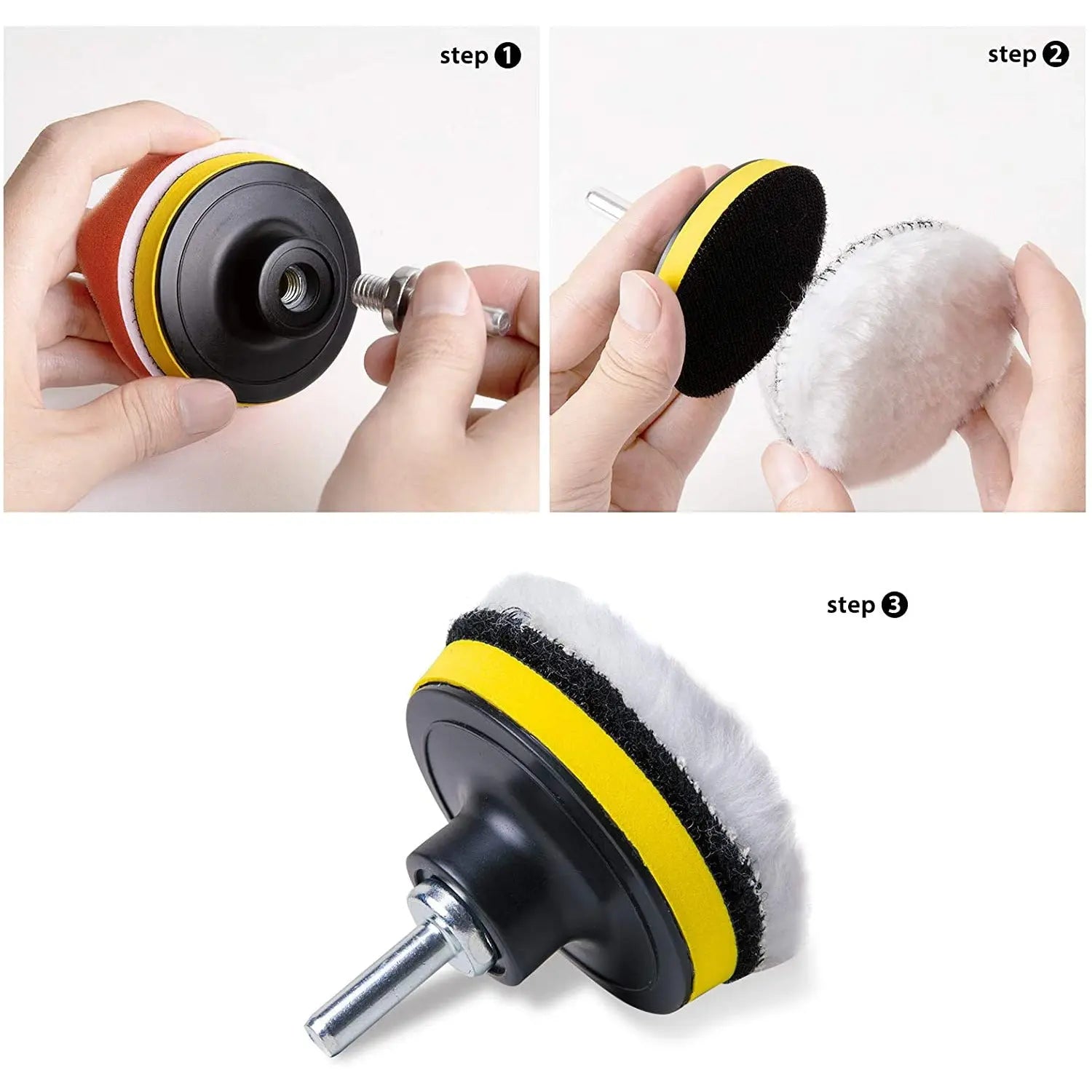 31 Pcs 3 inch Buffing Polishing Pads for Drill Adapter Car Auto Polisher - Professional wool and foam pad buffing, polishing and finishing system. - National Supply Company