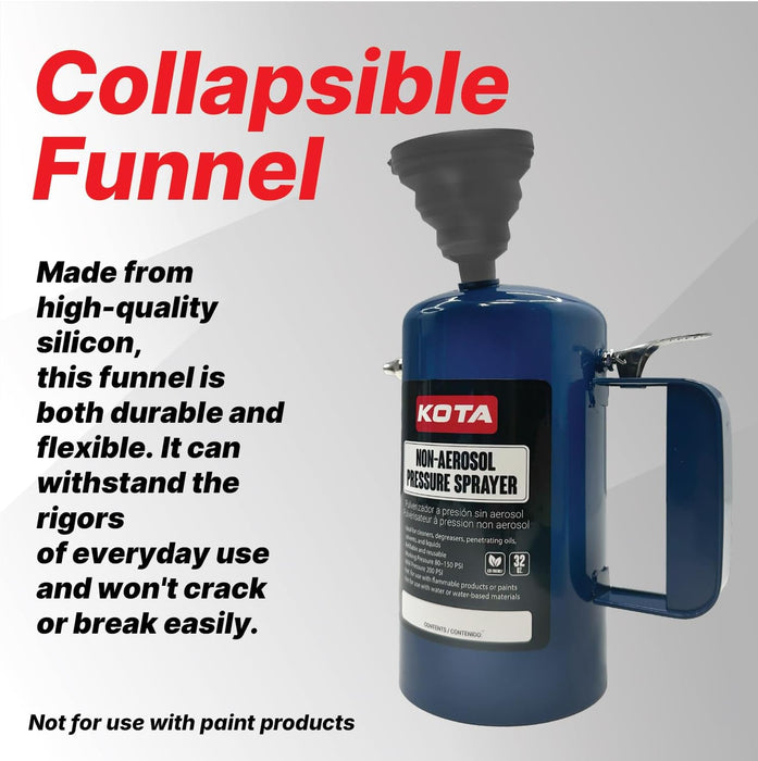 KOTA Non-Aerosol Pressure Sprayer, Refillable Steel Bottle, 32oz
