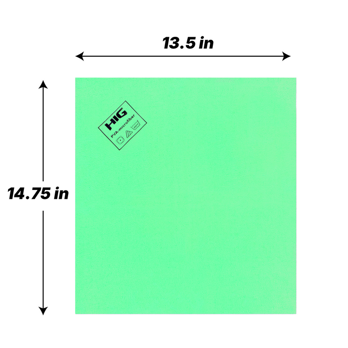 HIG PVA Microfiber Cleaning Towels, Professional Grade Synthetic Chamois Cloths for Streak Free Shine, Ultra Absorbent, Smooth & Reusable All-Purpose Cleaning Rags for Home, Car & Kitchen (5, Green)