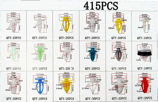 415 PCS Popular Car Clips Set C - Car Body Clips Expansion Screws Replace - National Supply Company