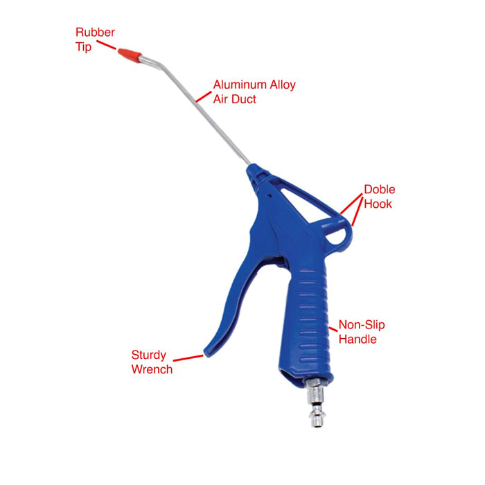 Air Blow Gun with Fixed Nozzle, Air Compressor with Angled Bent Nozzle Accessories Dust Removal Cleaning Tool (200mm) 57021