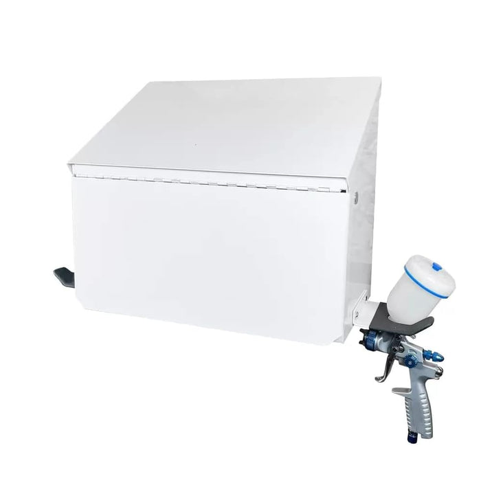 Magnetic Spray Booth Box White- Double Compartment Cabinet with Double Spray Paint Gun Holder, Spray Gun Holder, Spray Paint Storage Box Cabinet for the Interior of Spray Booth, Spray Gun Box 1681
