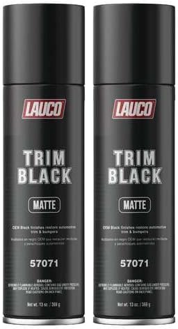 LAUCO Trim Black Matte 13 oz. Automotive Spray Paint Can with Gun - Black Car Spray Paint with Matte Finish - Designed for Plastic, Aluminum, Steel and Stainless Steel- 57071