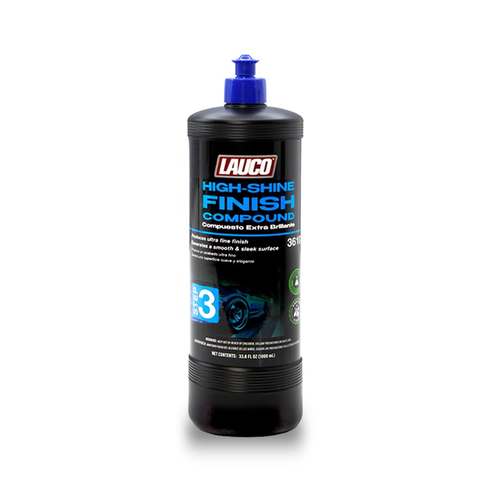 LAUCO Step 3 High Shine Finish Compound – 32oz, Professional Ultrafine Polish for Automotive Paint, Silicone-Free, Clear Coat Safe Finishing Compound for Deep Gloss and Swirl-Free Reflection