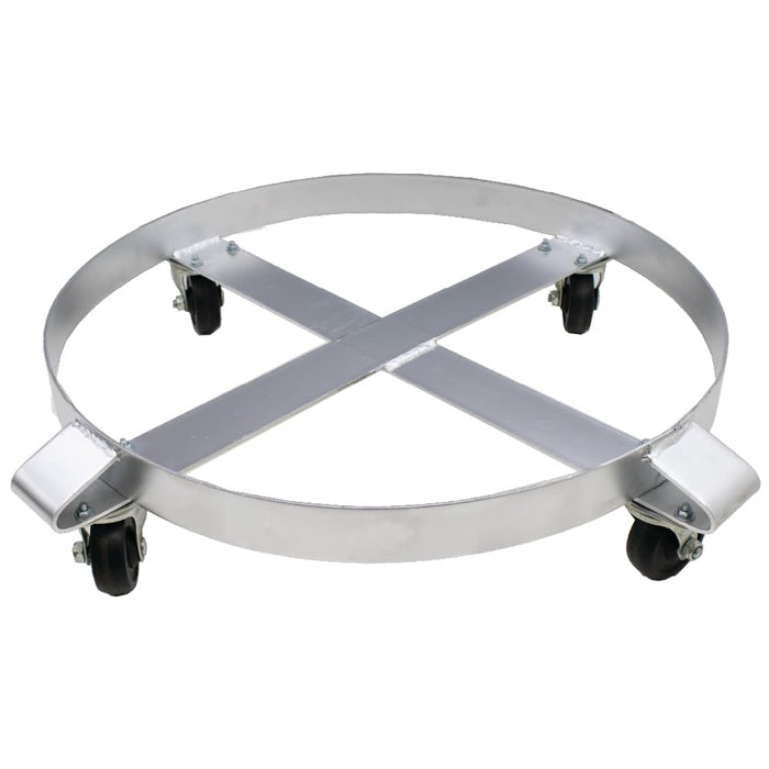 55-Gallon Drum and Garbage Can Dolly – Heavy-Duty Metal Dolly with Cross Braces and Caster Wheels – 1,000-Pound Capacity (Silver) (1) 87299