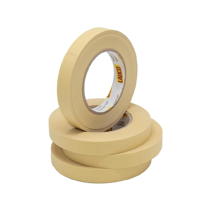 LAUCO 928 Automotive Refinish Masking Beige Tape Case of 48 Rolls, Size 18 x 55M (3/4 inch x 60 Yards) - Strong Performance Tape