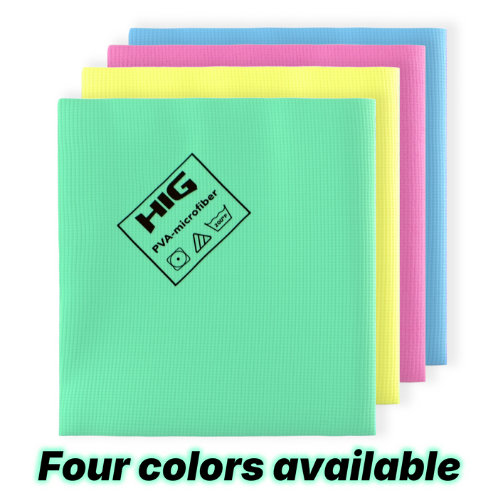 HIG PVA Microfiber Cleaning Towels, Professional Grade Synthetic Chamois Cloths for Streak Free Shine, Ultra Absorbent, Smooth & Reusable All-Purpose Cleaning Rags for Home, Car & Kitchen (5, Green)