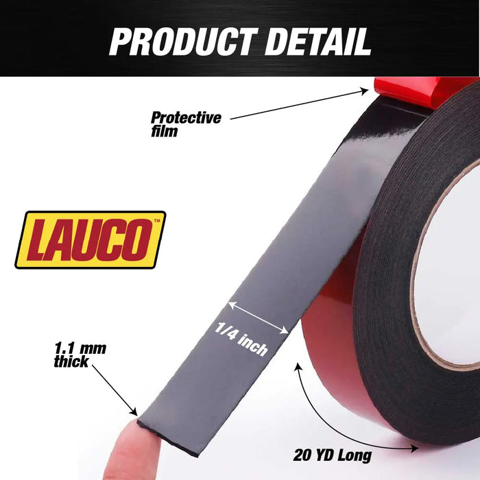 Double-Sided Adhesive Acrylic Foam Tape - Dark Gray, Permanent -Size 1/4” x 20YD - National Supply Company