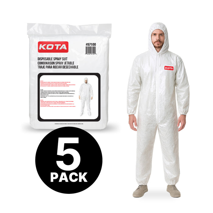 KOTA Disposable Coverall Suit - Hooded coverall, Elastic Waist & Wrist - Spray Painting