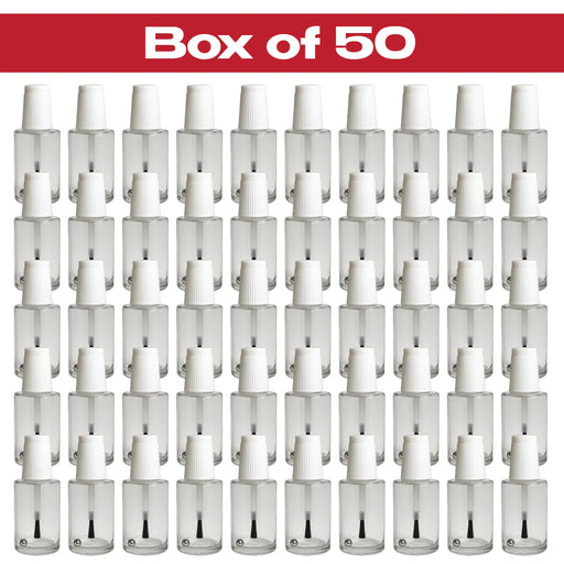 50 Pack 20ml (0.68 fl oz) Empty Brush Bottles with Mixing Ball – Refillable Paint Touch-Up Bottles with white Cap, Built-in Brush, Labels, Funnel, Plugs – For Glue, Nail Art, Touch-Ups LAUCO