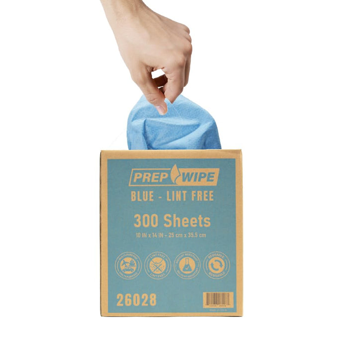 Prep Wipe Premium Lint-Free Wipes (4 Boxes / 1200 Sheets) | Polypropylene Heavy Duty Shop Cloths | Solvent & Oil Absorbent Towels | 10" x 14" 26028