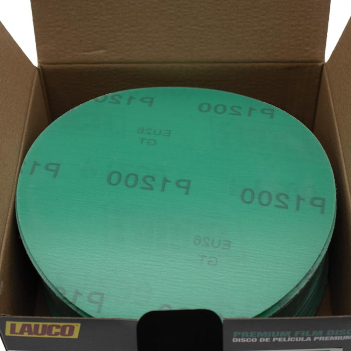 Premium 6" Hook and Loop Sanding Discs (Box of 50) - Hook and Loop Backing Discs for DA Orbital Sanders - Automotive Sanding Wood Furniture Finishing (GRIT-1200)