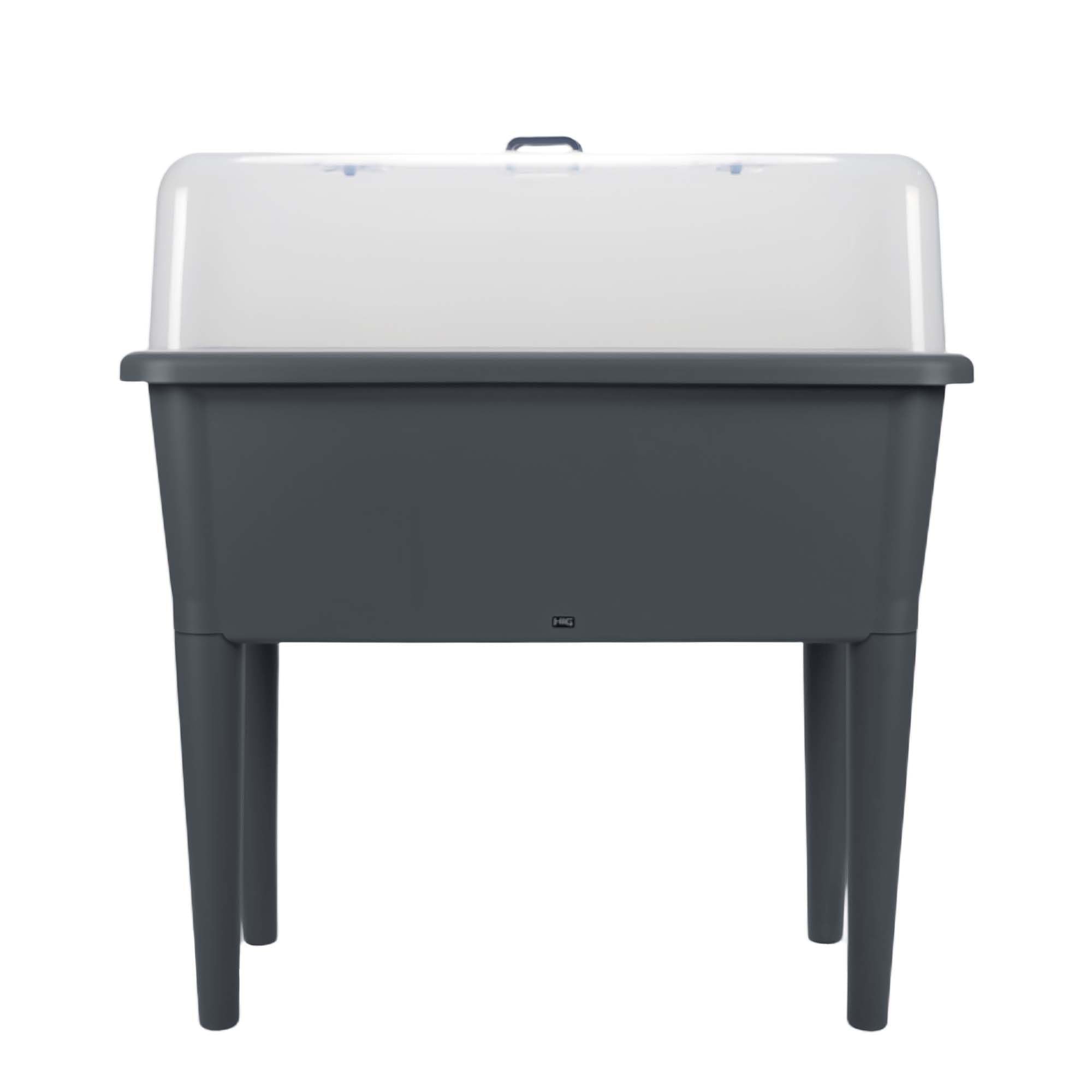 13.2 Gallon Self Watering Raised Garden Bed with or without transparent Ventilation Lid greenhouse, Planter Box with Legs for Indoor/Outdoor Use, Ideal for Herbs & Vegetables (GREY, with Lid) 36106.