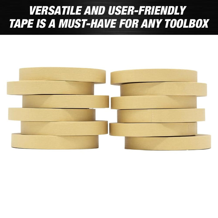 LAUCO 928 Automotive Refinish Masking Beige Tape Case of 48 Rolls, Size 18 x 55M (3/4 inch x 60 Yards) - Strong Performance Tape