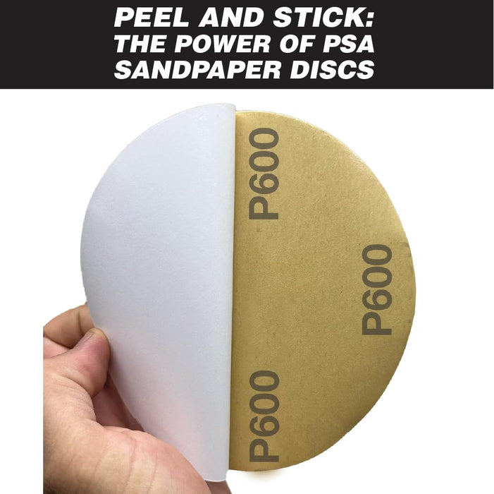 6” Premium Ceramic Orange PSA Discs - 600 Grit (Box of 50) - No Hole, Self Adhesive Random Orbital Sander Discs for Sanding Polishing on Fiberglass, Metal, Wood (GRIT 600)