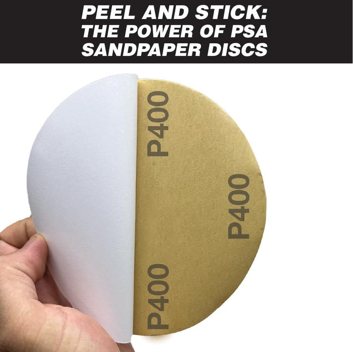 LAUCO 6” Premium Ceramic Orange PSA Discs - 400 Grit (Box of 50) - No Hole, Self Adhesive Random Orbital Sander Discs for Sanding Polishing on Fiberglass, Metal, Wood (GRIT 400)